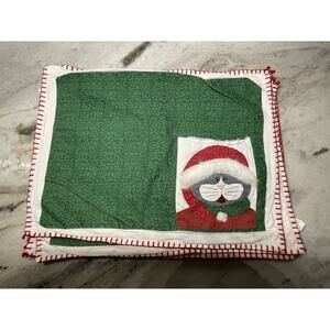 Hometrend Charles Christmas Cat Placemat Cat Applique Set of 6 Cotton